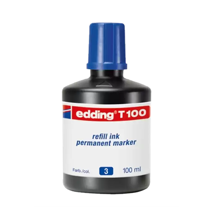 Edding Markör Mürekkebi Permanent Damlalıklı 100 Ml Mavi T100 - 10lu Paket