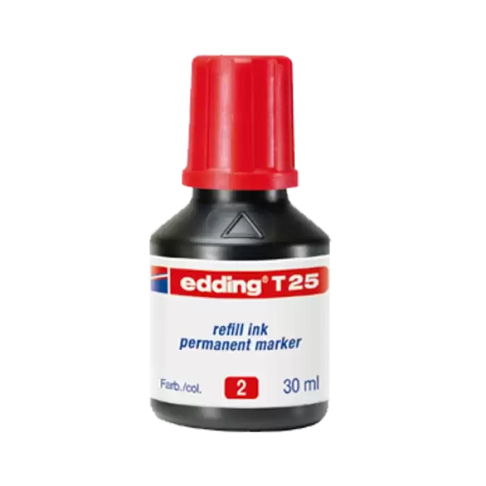 Edding Markör Mürekkebi Permanent Damlalıklı 30 Ml Kırmızı T25 - 10lu Paket