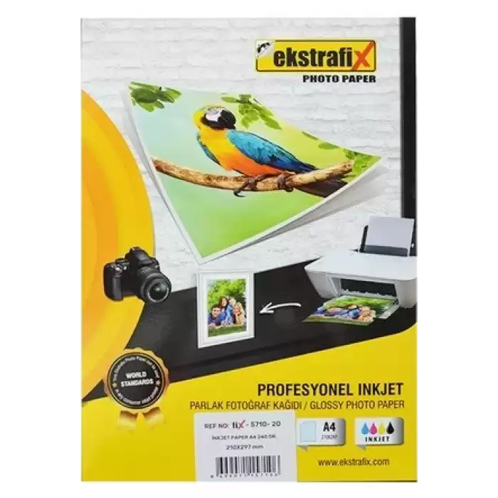 Ekstrafix Fotoğraf Kağıdı Ink Jet Parlak A4 200 Gr 20 Li Fix-5717