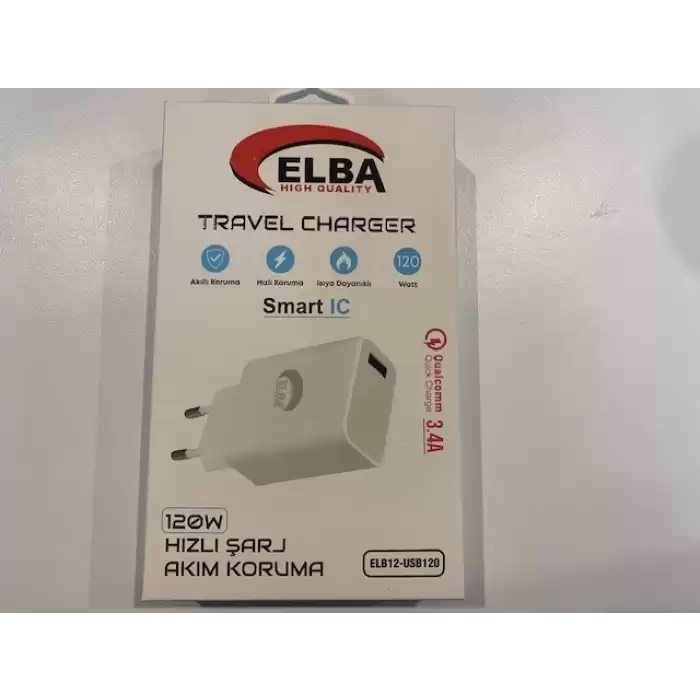 Elba Elb12 Elb- Usb120 120W 3.4A Hızlı Şarj Akım Koruma Isıya Dayanıklı Ev Şarj Kafa