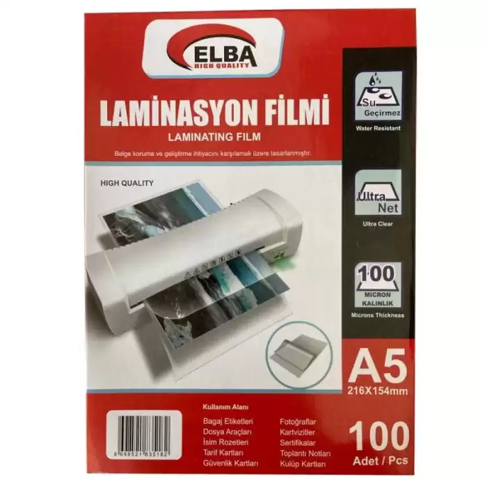 Elba Laminasyon Filmi A5 100 Mıc 216X154 - 100lü Paket