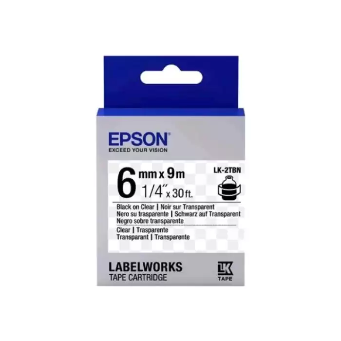 Epson Lk-3Tbn Şeffaf Üzerine Siyah -Normal Yapışkan 9Mm 9Metre Etiket