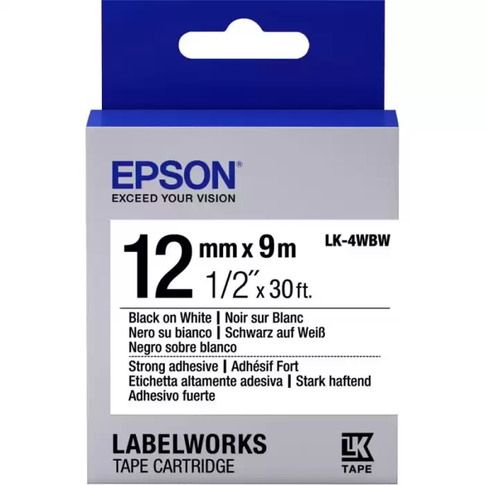 Epson Lk-4Ybvn  Siyah Üzeri Sarı 12Mm 7Metre Etiket