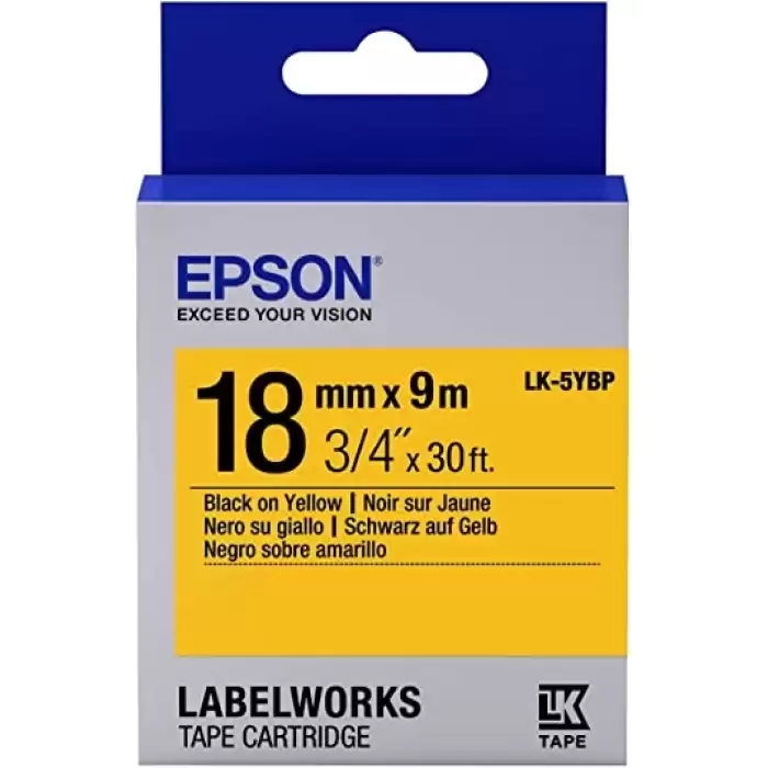 Epson Lk-5Ybp Pastel Siyahı Üzeri Sarı 18Mm 9Metre Etiket