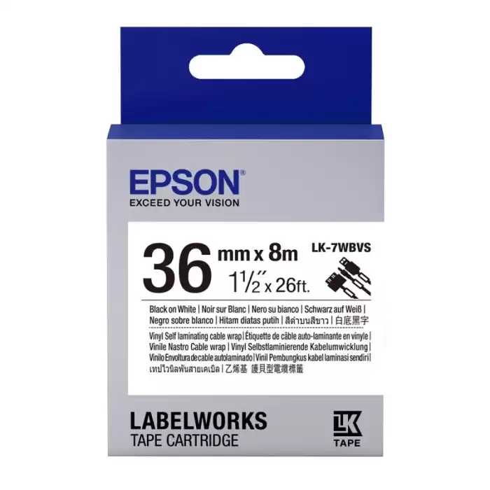 Epson Lk-7Wbvs Slcw Beyaz Üzeri Siyah 36Mm 8 Metre Etiket