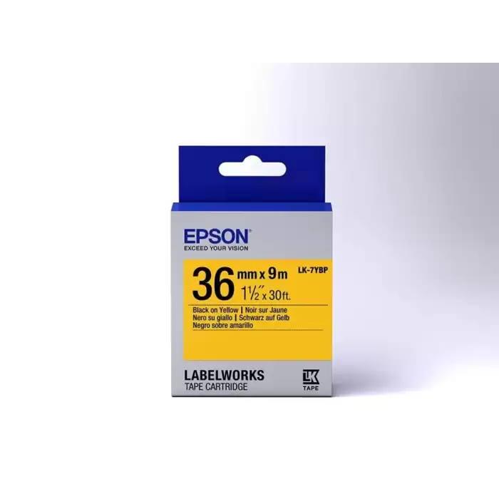 Epson Lk-7Ybp Pastel Sarı Üzeri Siyah 36Mm 9Metre Etiket