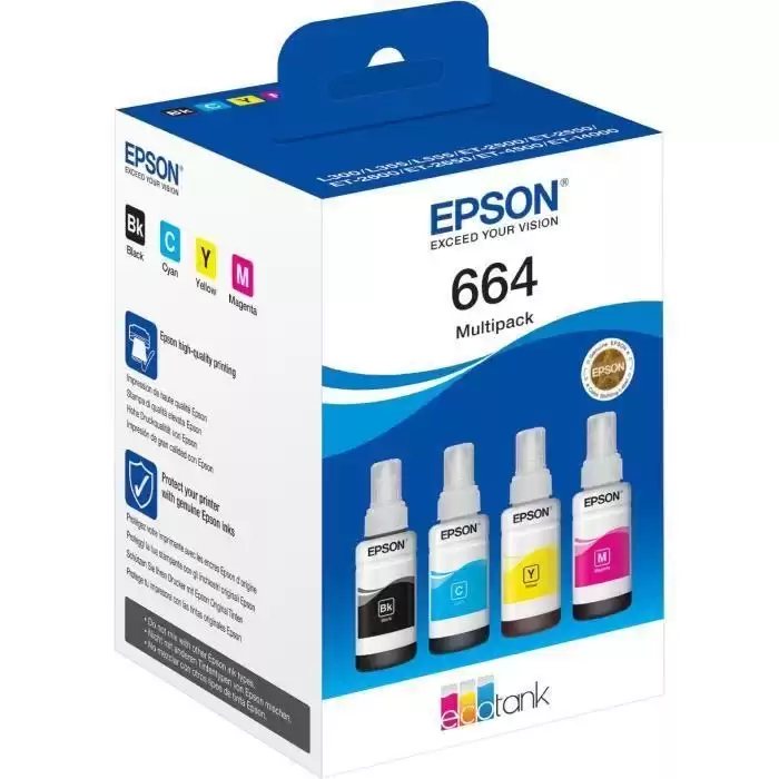 Epson T6646 Cyan-Magenta-Yellow-Black Mavi-Kırmızı-Sarı-Siyah 4Lü Multipack Kartuş