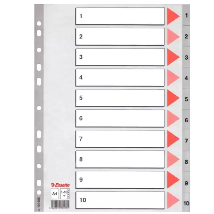 Esselte Seperatör 1-10 Rakamlı Plastik A4 100105