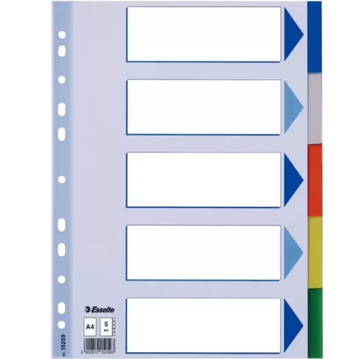 Esselte Seperatör 5 Renkli Plastik A4 15259
