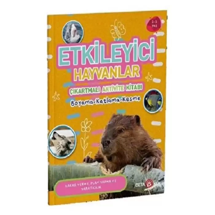 ETKİLEYİCİ HAYVANLAR ÇIKARTMALI AKTİVİTE KİTABI   boyama katlama kesme