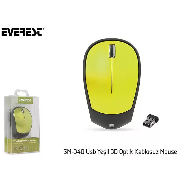 Everest Sm-340 Usb Yeşil 3D Optik Kablosuz Mouse