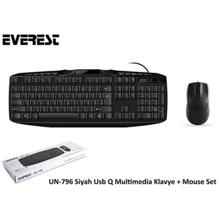 Everest Un-796 Siyah Usb Q Multimedia Klavye + Mouse Set