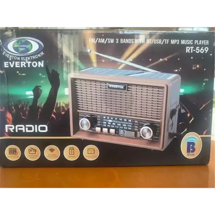 Everton Rt-659  Bluetooth Fm-Usb-Tf-Aux Şarjlı Nostaljik Radyo