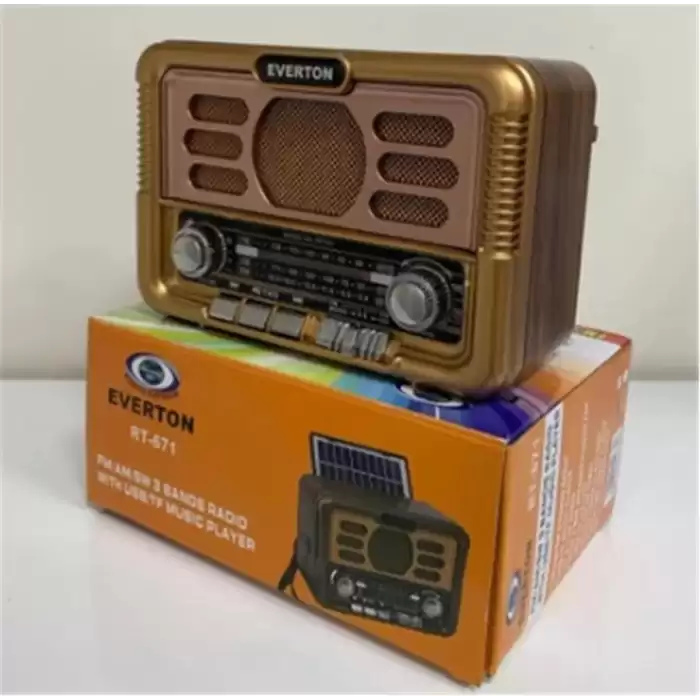 Everton Rt-671 Bluetooth Fm-Usb-Tf-Aux Şarjlı Solar Nostaljik Radyo