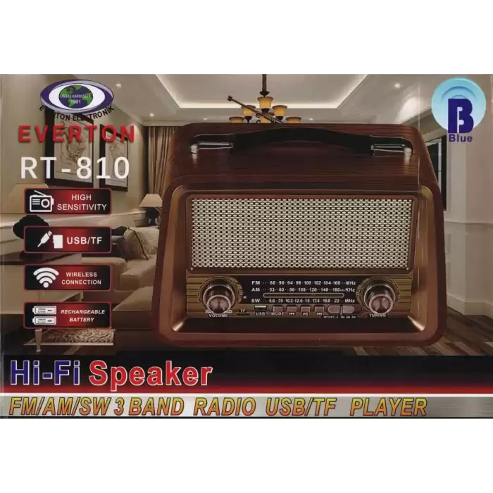 Everton Rt-810 Fm-Usb-Tf-Aux Şarjlı Nostaljik Radyo