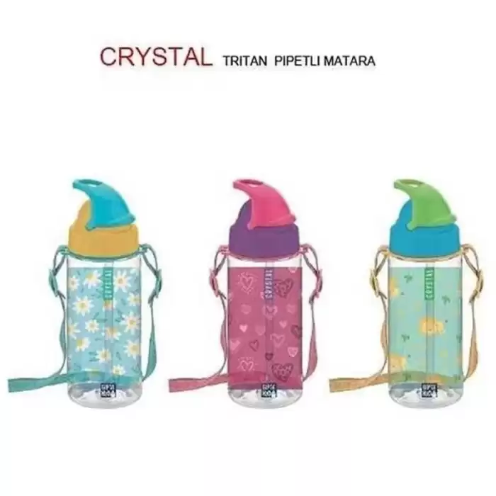 Gıpta Matara Crystal Tritan Desenli Pipetli 500 Cc K7507