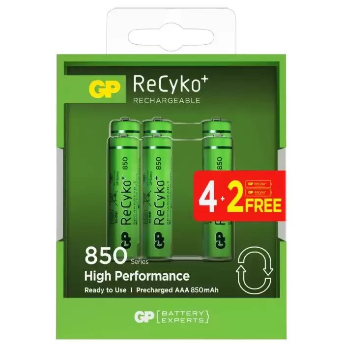 Gp Aaa 850 Mah Şarjlı İnce Kalem Pil  4+2Li Paket Recyko Gphch83Bok