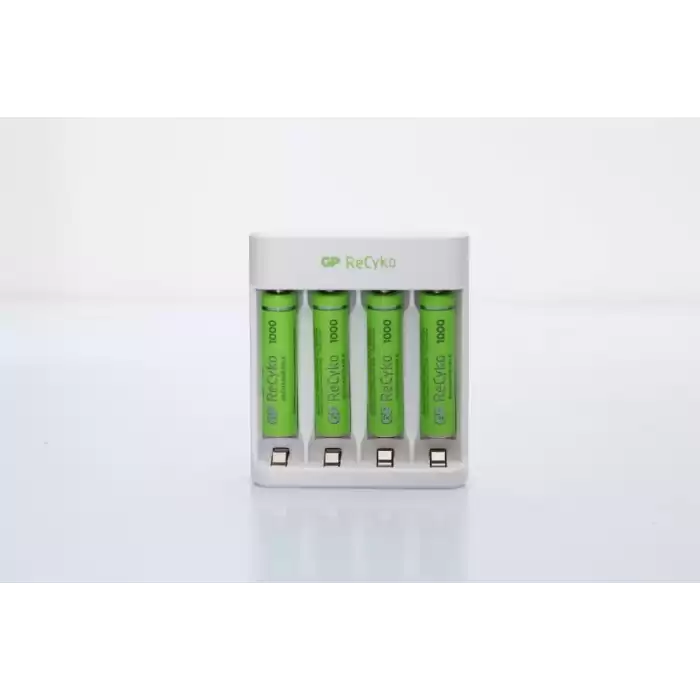 Gp E411 Usb Şarj Cihaz + 4 Adet Aaa 950 Mah Şarjlı İnce Kalem Pil