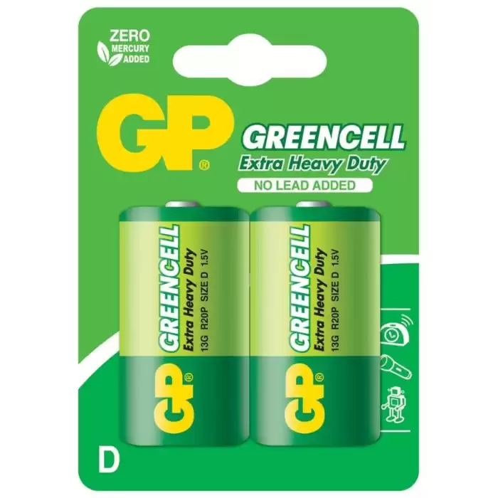 Gp Greencel R20 Kalın D Boy Çinko Pil 2Li Paket Gp13-2Ue2