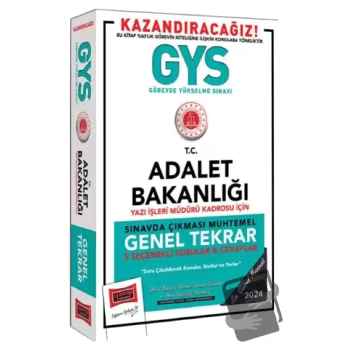 GYS Adalet Bakanlığı Yazı İşleri Müdürü Kadrosu İçin Genel Tekrar Kitabı