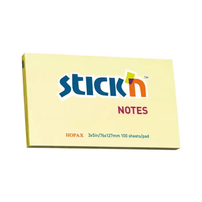 Hopax Stıckn Yapışkanlı Not Kağıdı 76X127 Sarı 21009 - 12li Paket