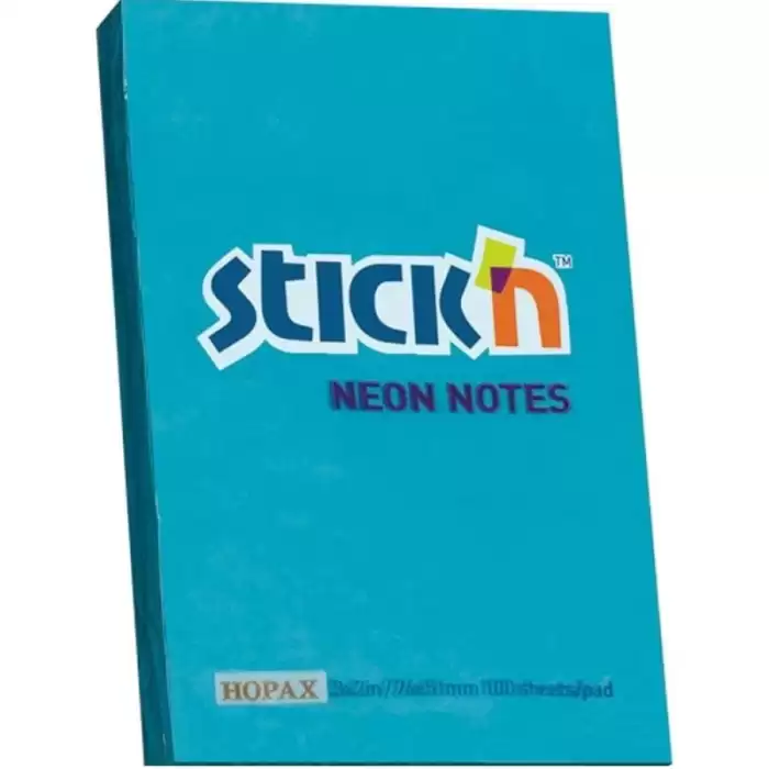 Hopax Stickn Yapışkanlı Not Kağıdı 76X51 Neon Mavi 100 Yp He21207 - 12li Paket