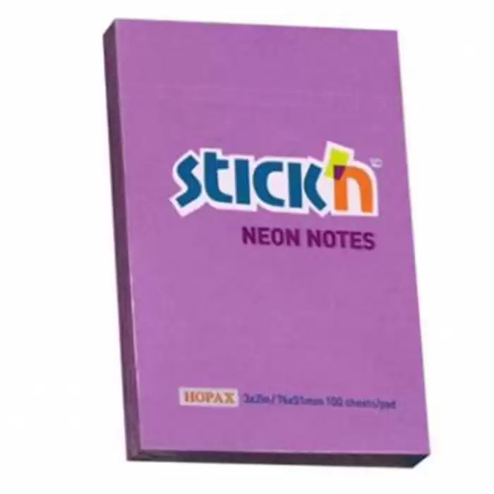 Hopax Stickn Yapışkanlı Not Kağıdı 76X51 Neon Mor 100 Yp He21208 - 12li Paket