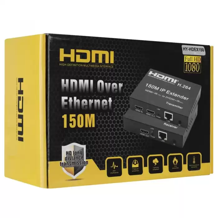 Hytech Hy-Hdex150 Hdmı+Ir(Tx) To 2Hdmı+Ir(Rx) Hdmı 150M Uzatıcı