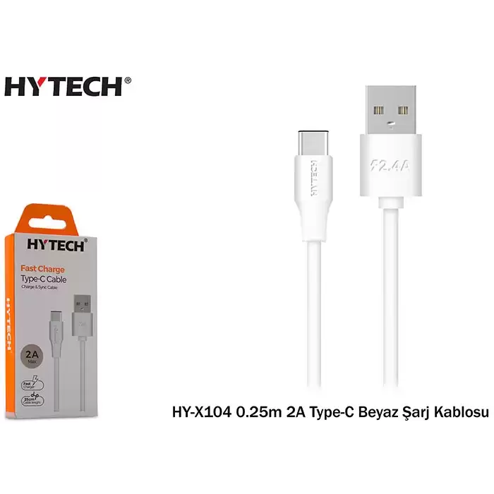 Hytech Hy-X104 0.25M 2A Type-C Beyaz Şarj Kablosu