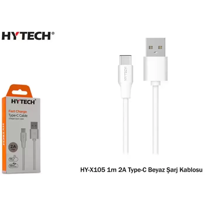 Hytech Hy-X105 1M 2A Type-C Beyaz Şarj Kablosu