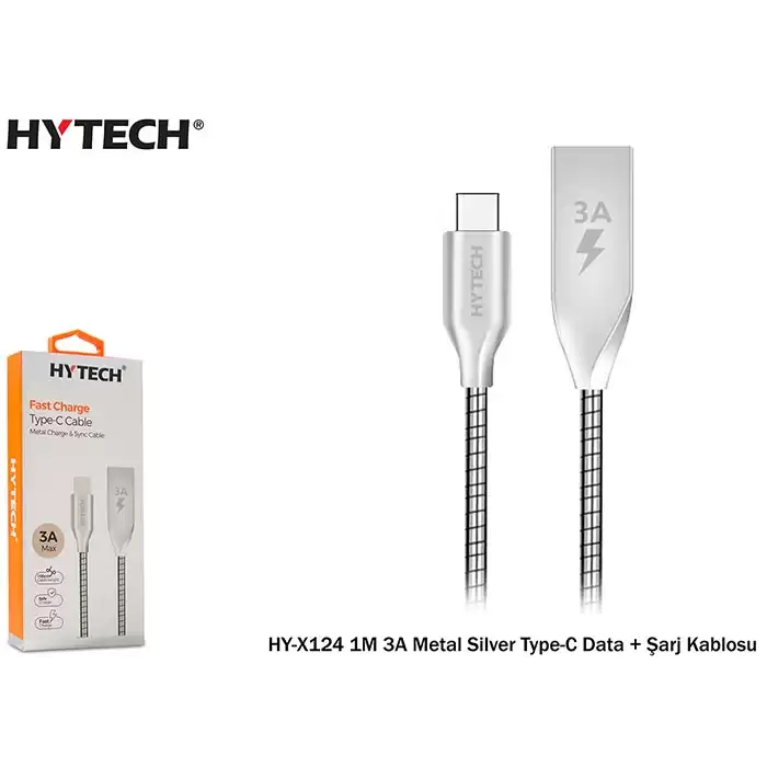 Hytech Hy-X124 1M 3A Metal Silver Type-C Data