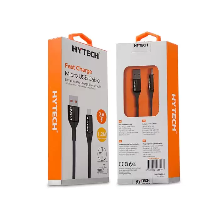 Hytech Hy-X250 3A Micro Usb 1,2M Silver Data+Sarj Kablosu