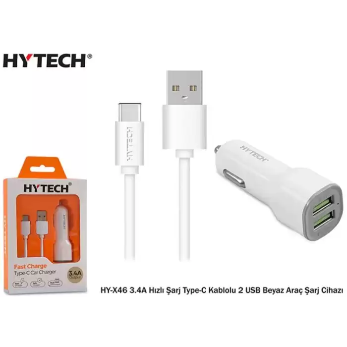 Hytech Hy-X46 3.4A Hızlı Şarj Type-C Kablolu 2 Usb