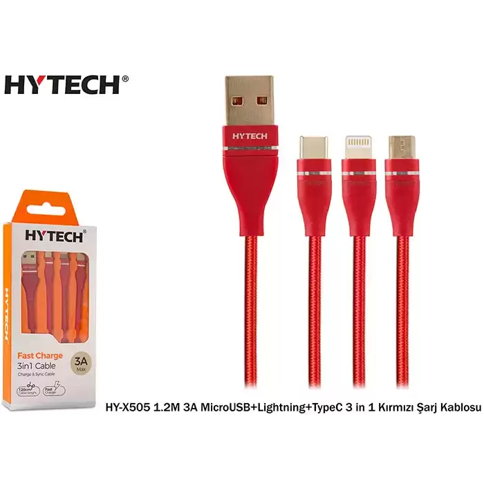 Hytech Hy-X505 1.2M 3A Microusb+Lightning+Typec 3