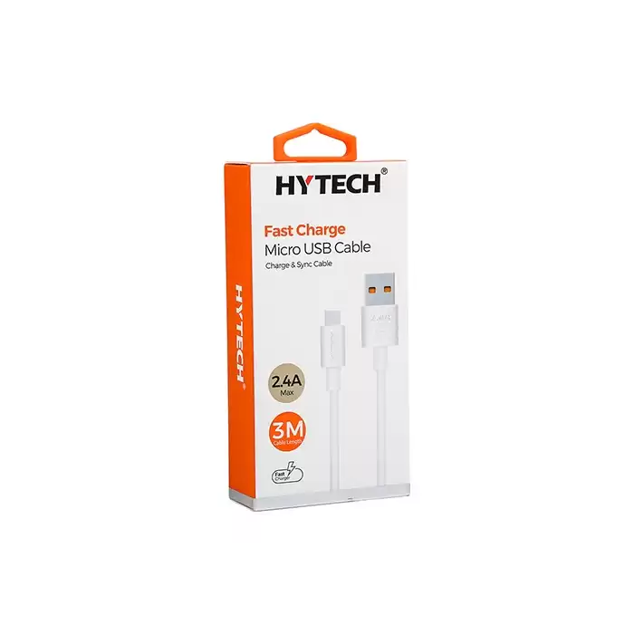 Hytech Hy-X893 3M 2.4A Usb To Micro Usb Beyaz Data + Sarj Kablosu