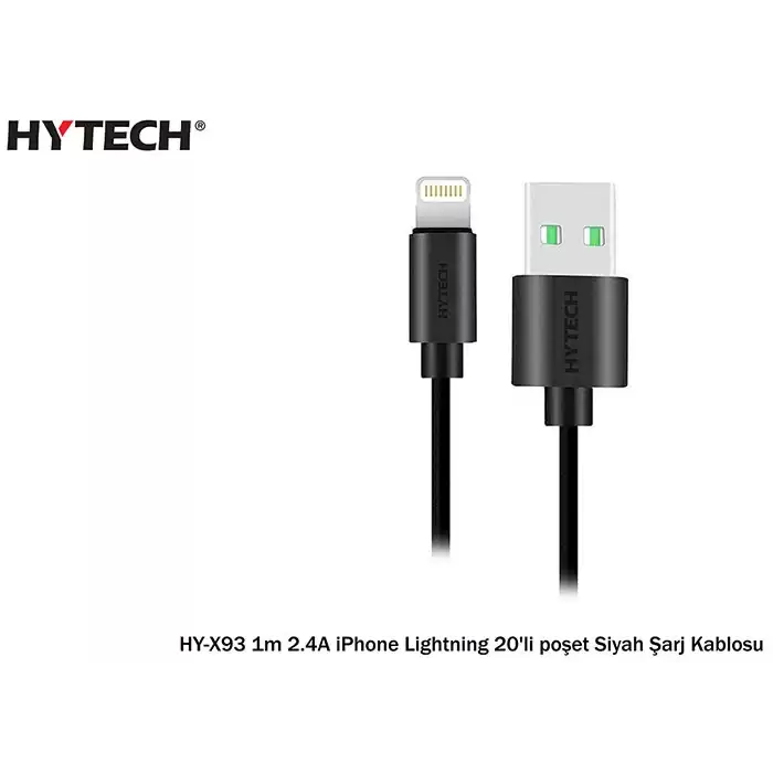 Hytech Hy-X93 1M 2.A İphone Lightning Şarj Kablosu Siyah