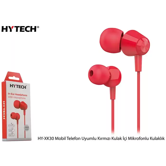 Hytech Hy-Xk30 Mobil Telefon Uyumlu Kırmızı Kulak İçi Mikrofonlu Kulaklık