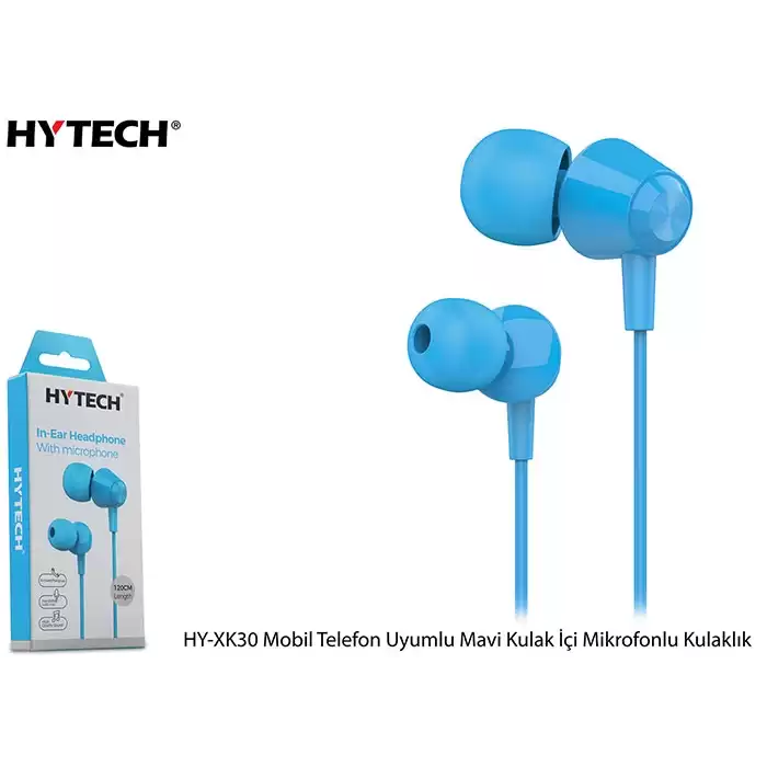 Hytech Hy-Xk30 Mobil Telefon Uyumlu Mavi Kulak İçi Mikrofonlu Kulaklık