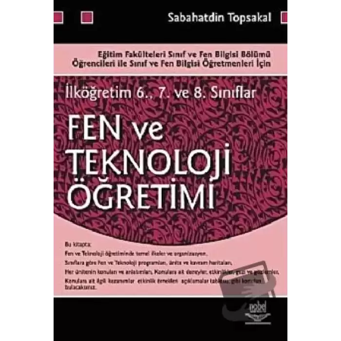 İlköğretim 6. 7. ve 8. Sınıflar İçin Fen ve Teknoloji Öğretimi