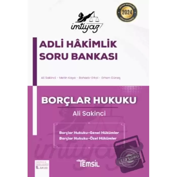 İmtiyaz Adli Hakimlik Soru Bankası Borçlar Hukuku Genel Hükümler - Özel Hükümler