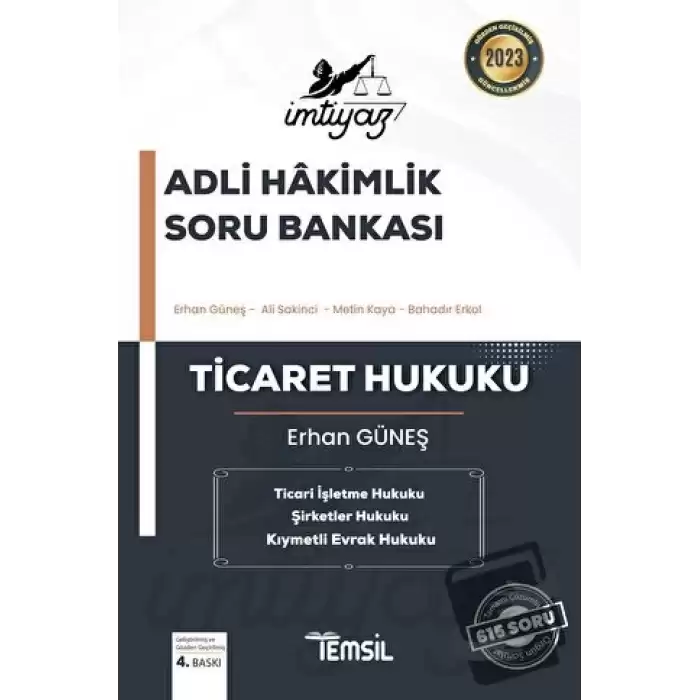 İmtiyaz Adli Hakimlik Soru Bankası Ticaret Hukuku