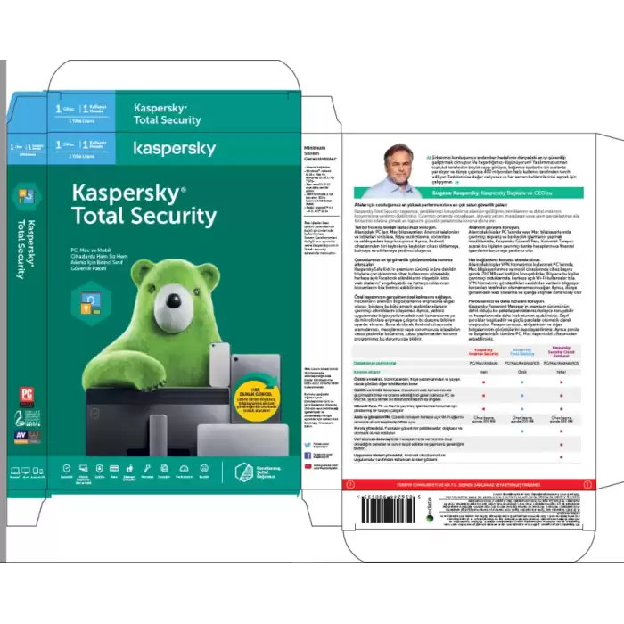 Kaspersky Total Security 1 Kullanıcı 1 Yıl