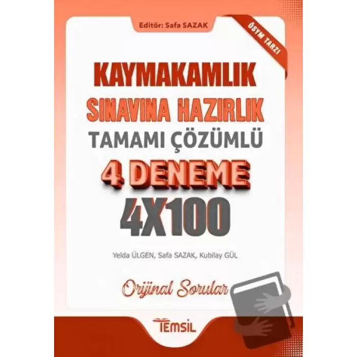 Kaymakamlık Sınavına Hazırlık Tamamı Çözümlü 4 Deneme