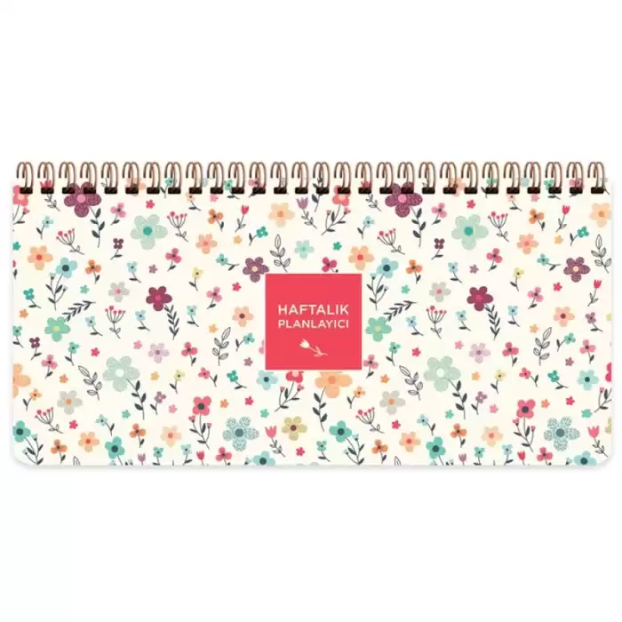 Keskin Color Spiralli Planner Krem Çiçek 13X27