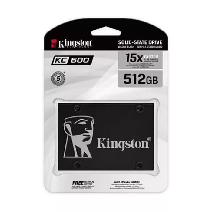 Kingston 512Gb Kc600 550Mb-520Mb-S 2.5Sata 3 Ssd Skc600-512G Ssd Hardisk