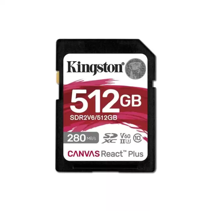 Kingston Sdr2V6-512Gb Canvas React Plus Sdxc Uhs-Iı 280R-150W U3 V60 For Full Hd-4K Sd Hafıza Kartı