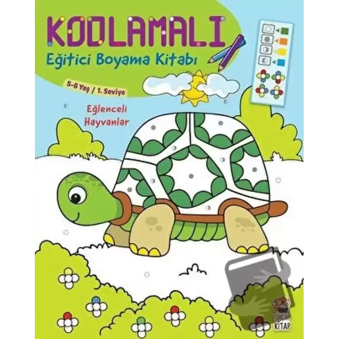 Kodlamalı Eğitici Boyama Kitabı - Eğlenceli Hayvanlar (5-6 Yaş 1. Seviye)