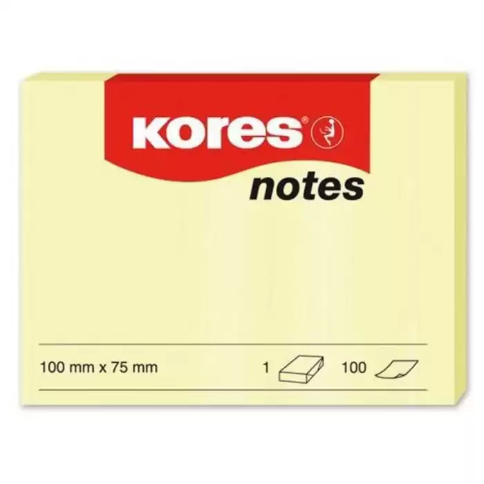 Kores Yapışkanlı Not Kağıdı Sarı 100X75 Mm 100 Syf  46100 - 12li Paket