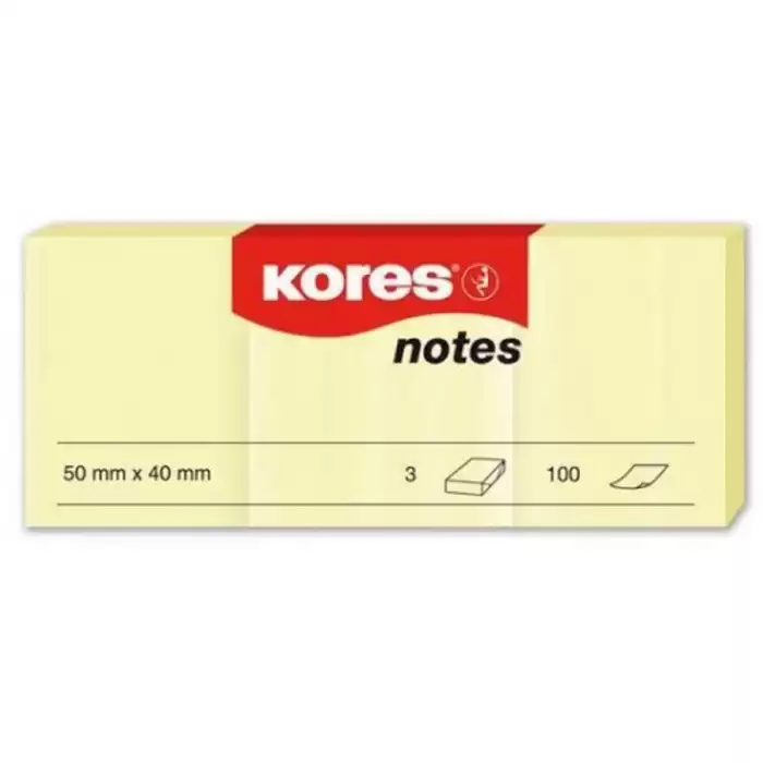 Kores Yapışkanlı Not Kağıdı Sarı 50X40 Mm 100 Syf - 12li Paket