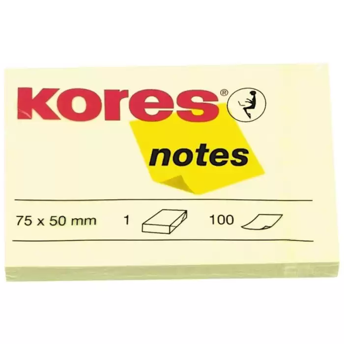 Kores Yapışkanlı Not Kağıdı Sarı 75X50 Mm 100 Syf 46057 - 12li Paket